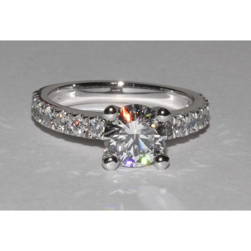 Brilliant Sparkling Solitaire Ring with Accents White Gold Diamond