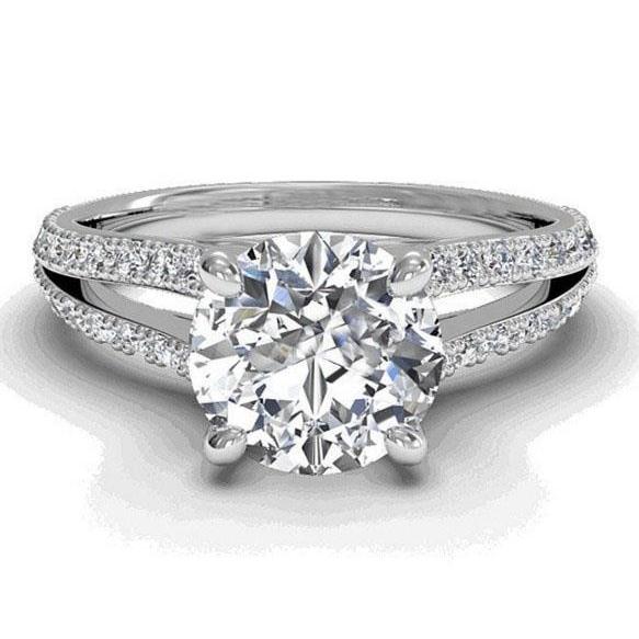 natural round diamond 3.50ct ring front view