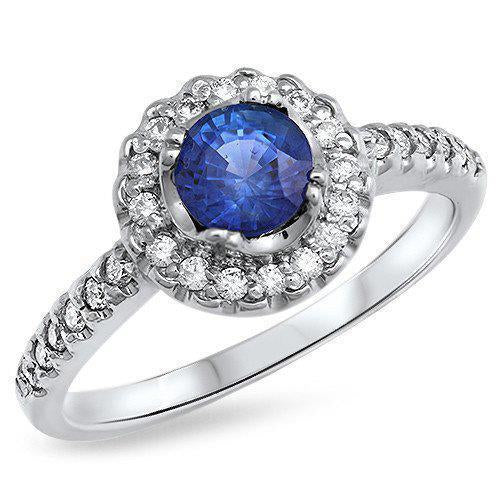 Sri Lanka Blue Sapphire And Diamond Ring White Gold 1.60 Ct Gemstone Ring