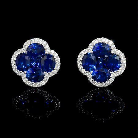 Sri Lanka Sapphire Diamond Cluster Women Gold Earring Gemstone Earring