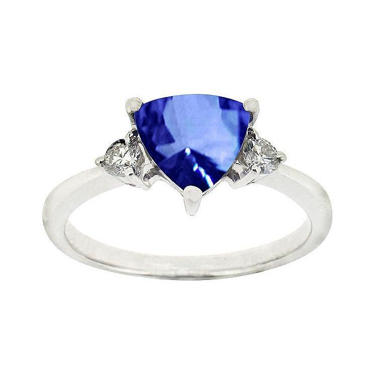 Sri Lanka Sapphire Trillion And Round Diamonds 5.01 Ct Wedding Ring Gemstone Ring