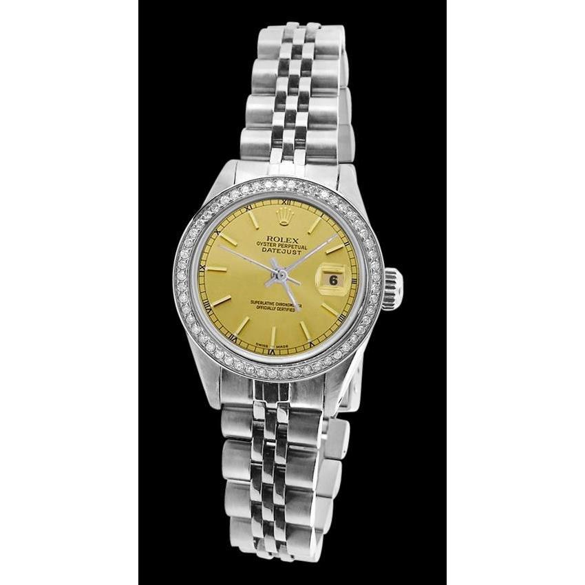 Ss Date Just Champagne Stick Dial Rolex Women Watch Jubilee Rolex