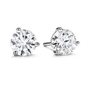natural round diamond 2ct earring front view