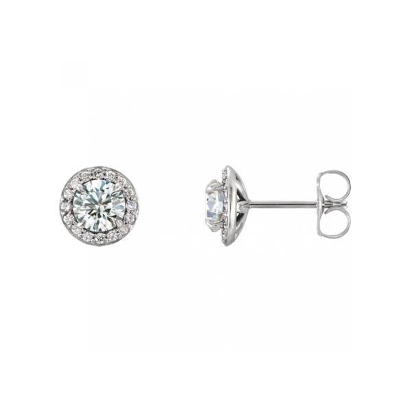 Studs Earrings Brilliant Cut Halo Diamonds Ladies White Gold Halo Stud Earrings