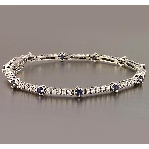 Tennis Bracelet Blue Sapphire & Diamond White Gold