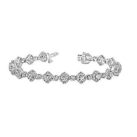 Tennis Bracelet Carats Round Cut Diamonds White Gold 14K New Jewelry Tennis Bracelet