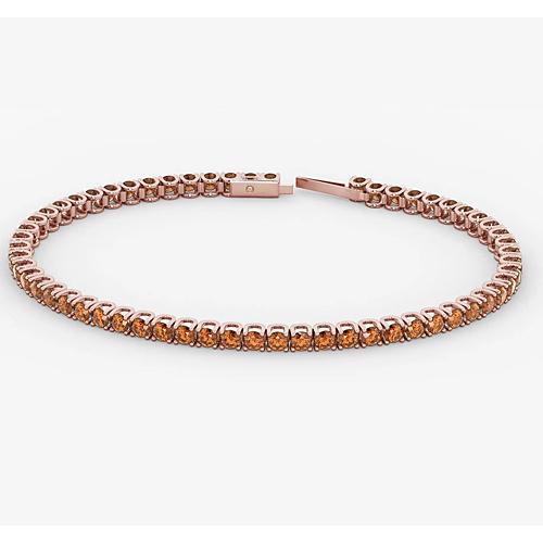 Jewelry New Best Womans Sparkling Tennis Bracelet Rose Gold Orange Sapphire