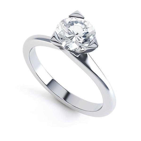 Three Prong Set Princess Cut Sparkling Unique Solitaire White Gold Diamond Anniversary Ring