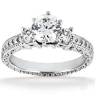 Three Stone Engagement Ring Diamonds 2 Ct. Ring Gold 3 Stone With Accents Design On Shank Three Stone Ring