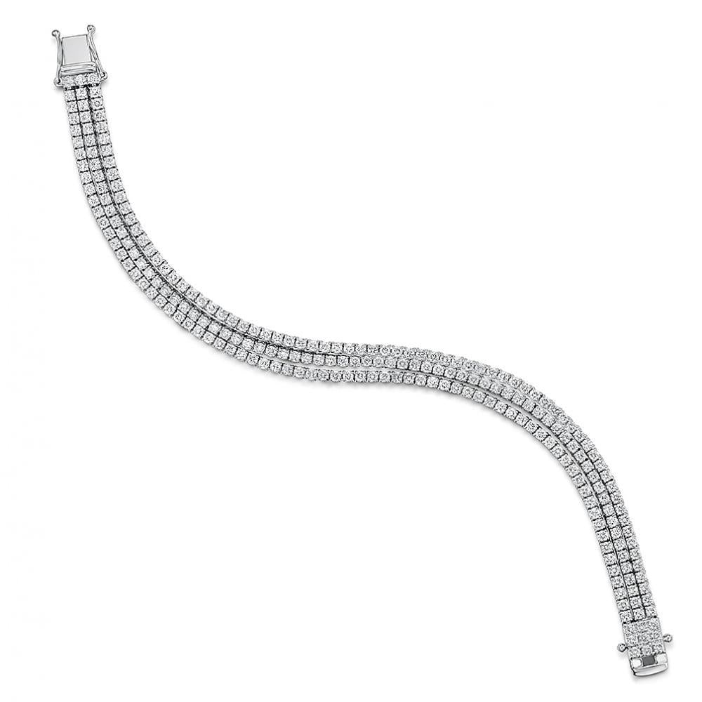 Triple Row 5.25 Carats Small Round Diamonds Tennis Bracelet Wg 14K Tennis Bracelet