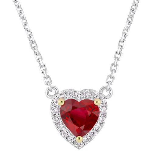 Two Tone Gold 14K 5.65 Carats Ruby And Diamonds Pendant Necklace New Gemstone Pendant