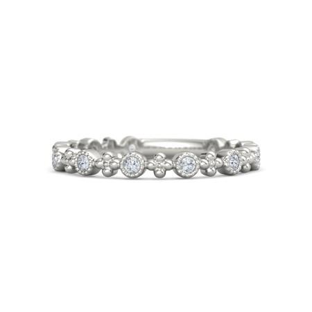 Wedding Band Diamond 0.55 Carats Antique Style 14K White Gold Jewelry Band