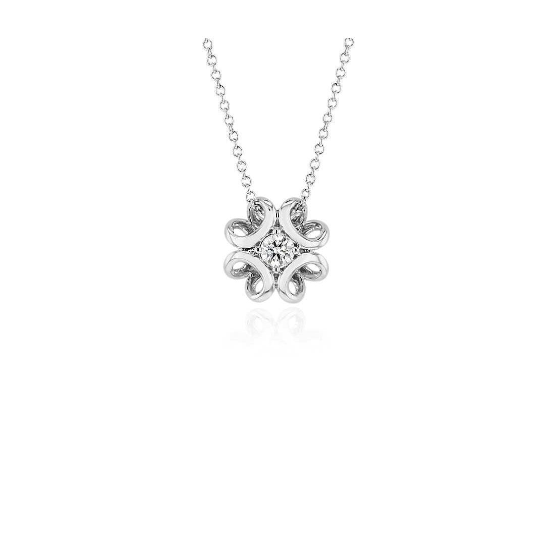 White F Vs1 Round Diamond Pendant White Solid Gold 14K 1 Carats Pendant