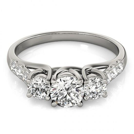 White Gold 14K 1.15 Carat Diamonds Three Stone Style Engagement Ring Three Stone Ring