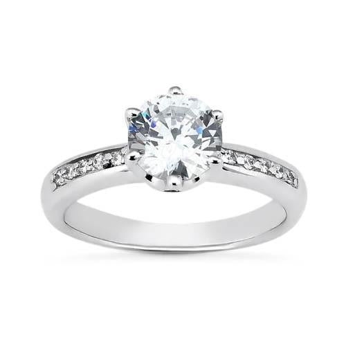 New Fancy Style White Elegant Gold Diamond Solitaire Ring with Accents
