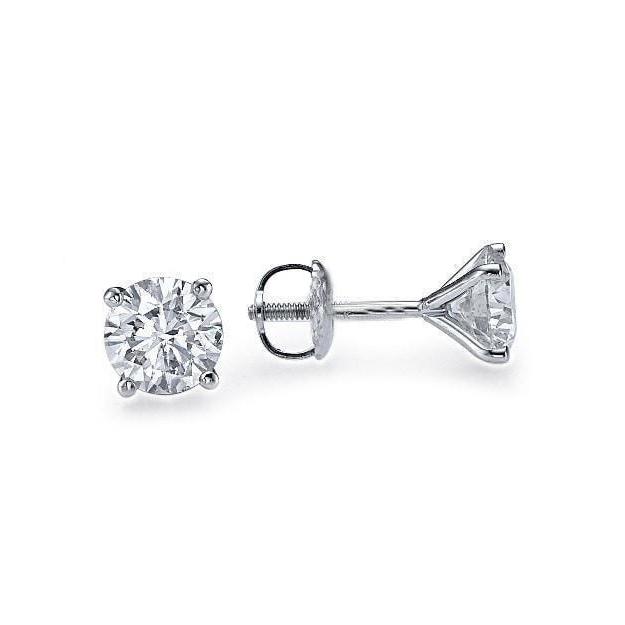 White Gold Carats Diamonds Women Studs Earrings New