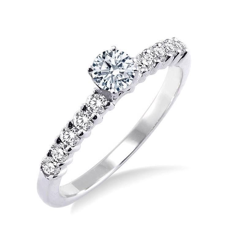 Fancy Princess Cut Vintage Style White Gold Diamond Solitaire Ring with Accents