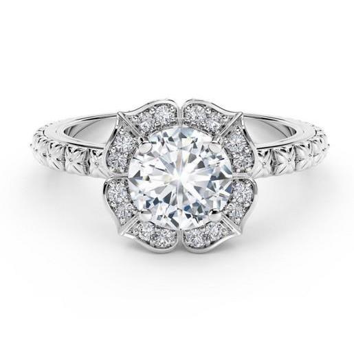 White Gold 14K 3.10 Carats Diamonds Anniversary Ring Halo Gold White 14K Halo Ring