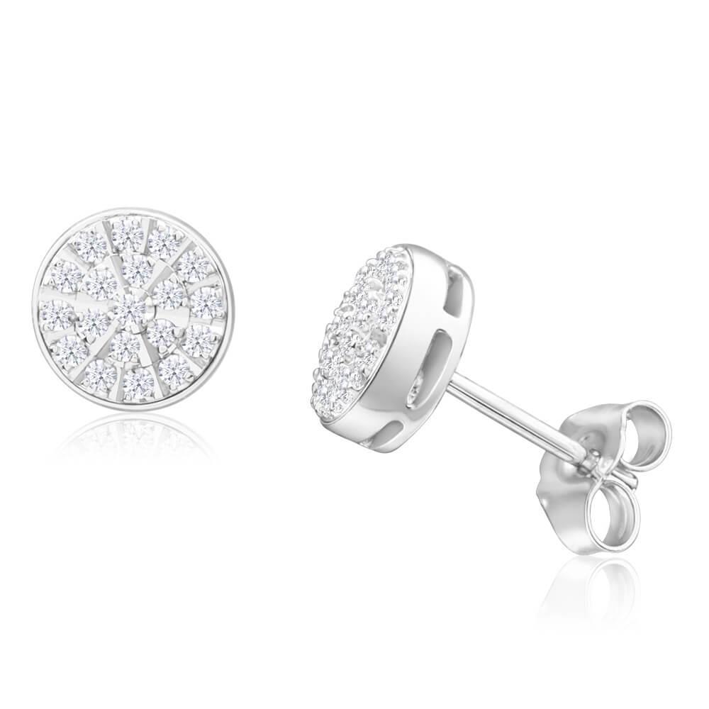 White Gold 14K 3.40 Carats Round Cut Diamonds Women Studs Halo Earring New Studs- Halo