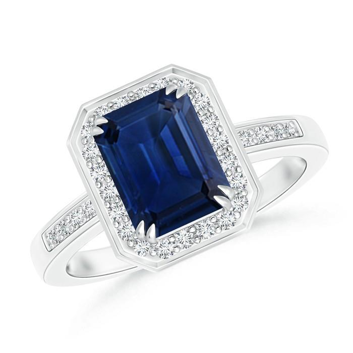 White Gold 14K 3.40 Ct Sri Lankan Sapphire Diamonds Ring Gemstone Ring