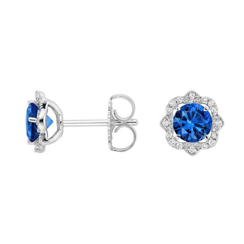 Brilliant Engagement White Gold 14K 3.80 Carats Sri Lanka Sapphire Diamonds Studs
