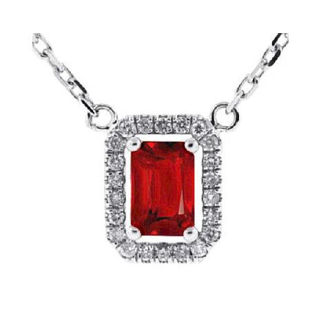 White Gold 14K 5.50 Carats Prong Setting Red Ruby With Diamonds Pendant Necklace Gemstone Pendant