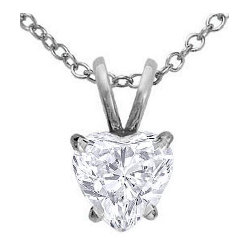White Gold 14K Heart Shape Natural Diamond Pendant Necklace 2.00 Carats Pendant