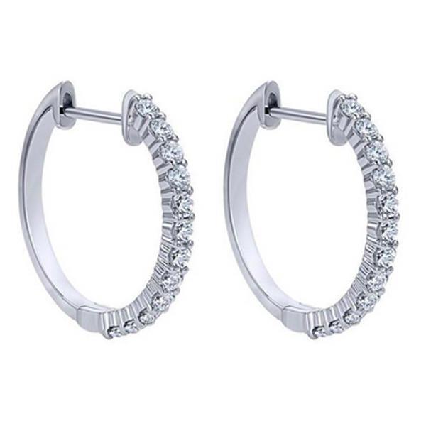 White Gold 14K Ladies Hoop Earrings 2.65 Carats Sparkling Diamonds Hoop Earrings