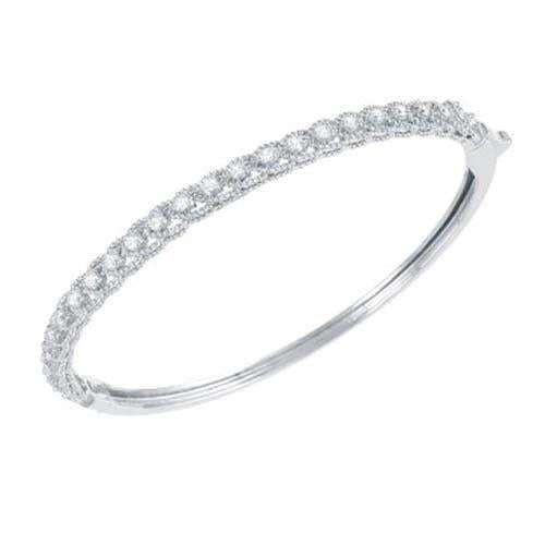 White Gold 14K Lady Jewelry Prong Setting Round Cut Diamond Bangle Bangle