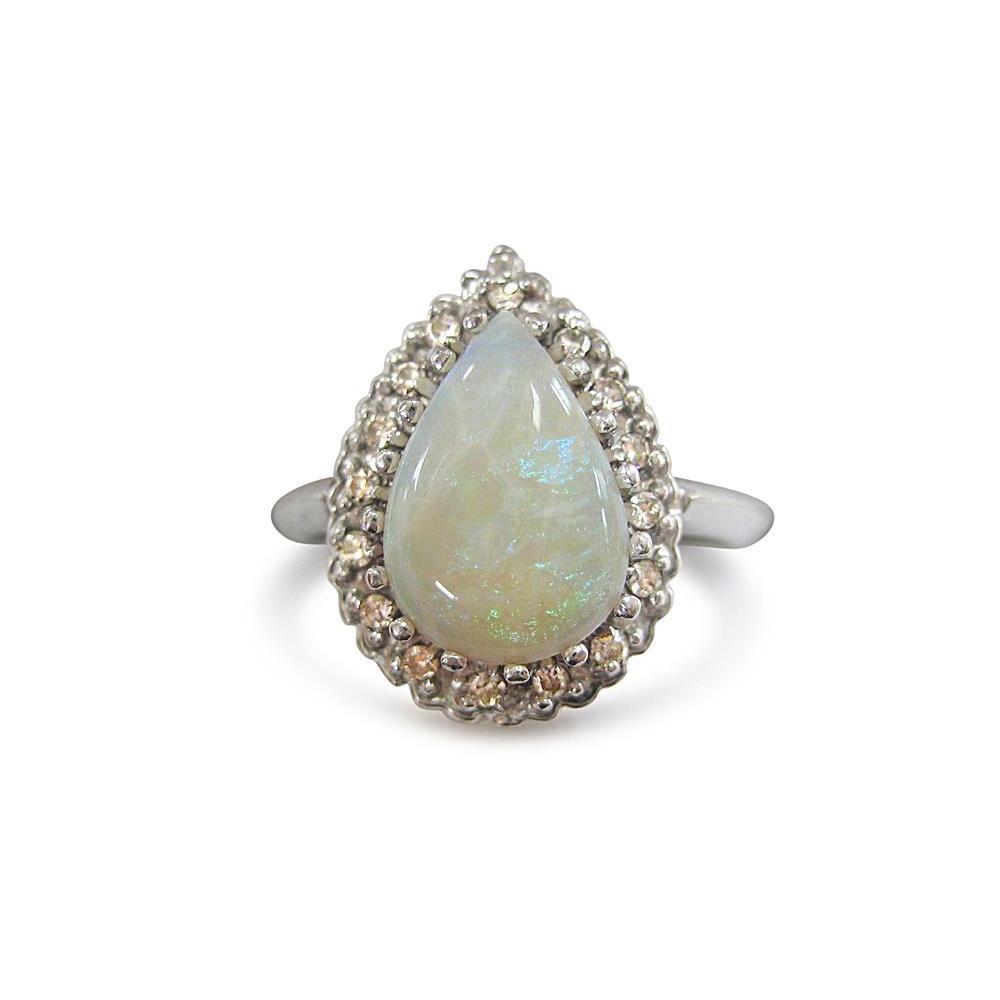 White Gold New High Quality Opal And Diamonds 11.25 Carats Engagement New Gemstone Ring
