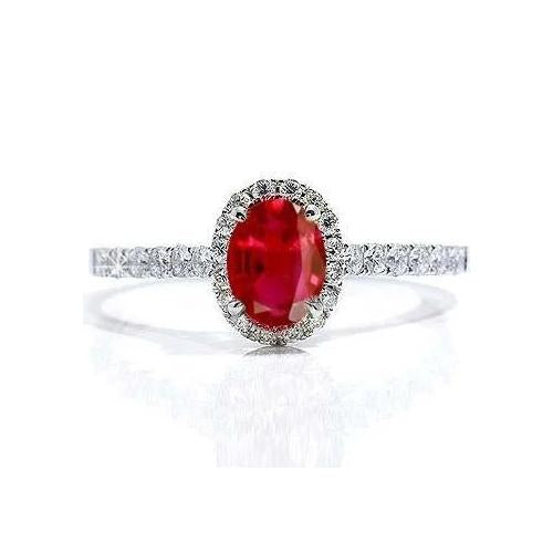 Lady’s Brilliant Engagement White Gold Oval Ruby Diamon Lady Men Jewelry Gemstone Ring