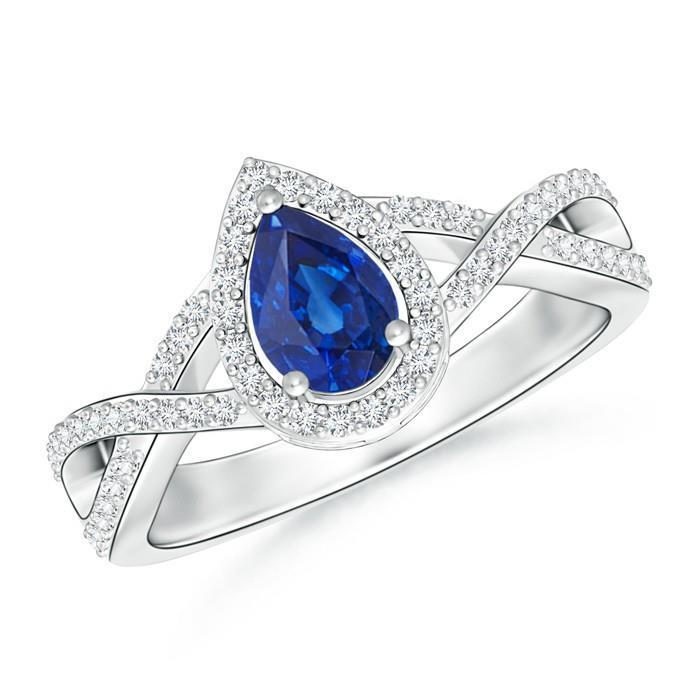 White Gold Best Pear & Round Cut And Sri Lanka Blue Sapphire Ring Gemstone Ring