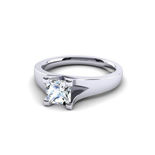 White Gold Prong Set Princess Cut Diamond Engagement Ring Solitaire Ring