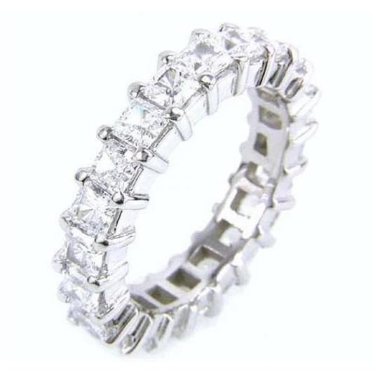 White Gold 14K Prong Setting Princess Cut Diamond Eternity Engagement Band Eternity Band