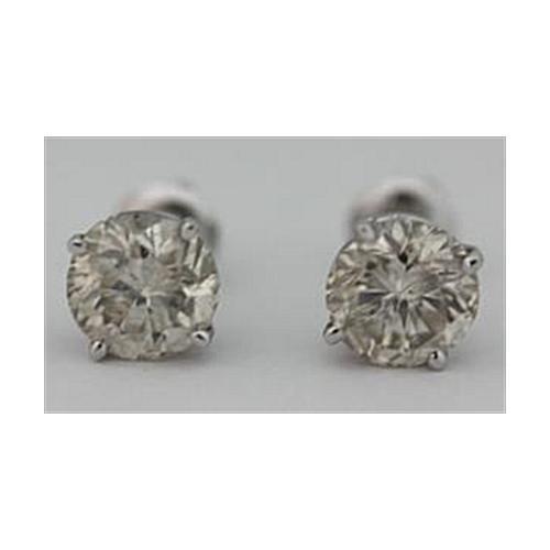 White Gold Round Brilliant Diamonds Pair Studs Women Earring Stud Earrings