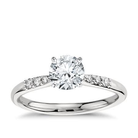 Women Jewelry Sparkling Unique Solitaire Ring with Accents White Gold Diamond
