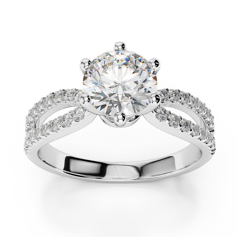 Engagement White Gold Diamond Solitaire Ring with Accents