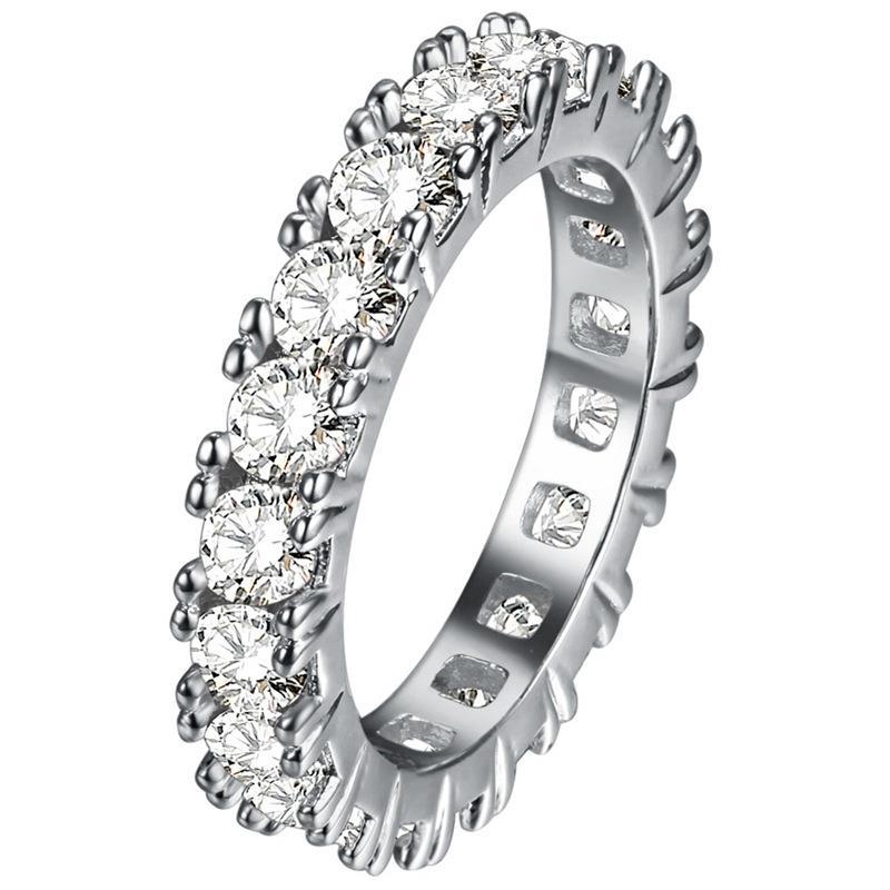White Gold 14K Round Cut Prong Setting 7.00 Carats Diamond Engagement Eternity Band Eternity Band