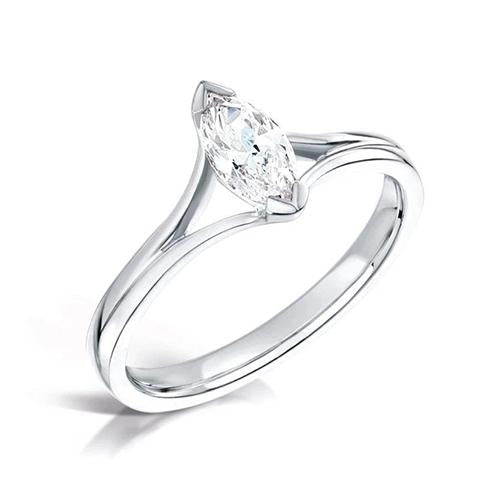Lady’s Sparkling Unique Solitaire White Gold Anniversary Diamond Ring