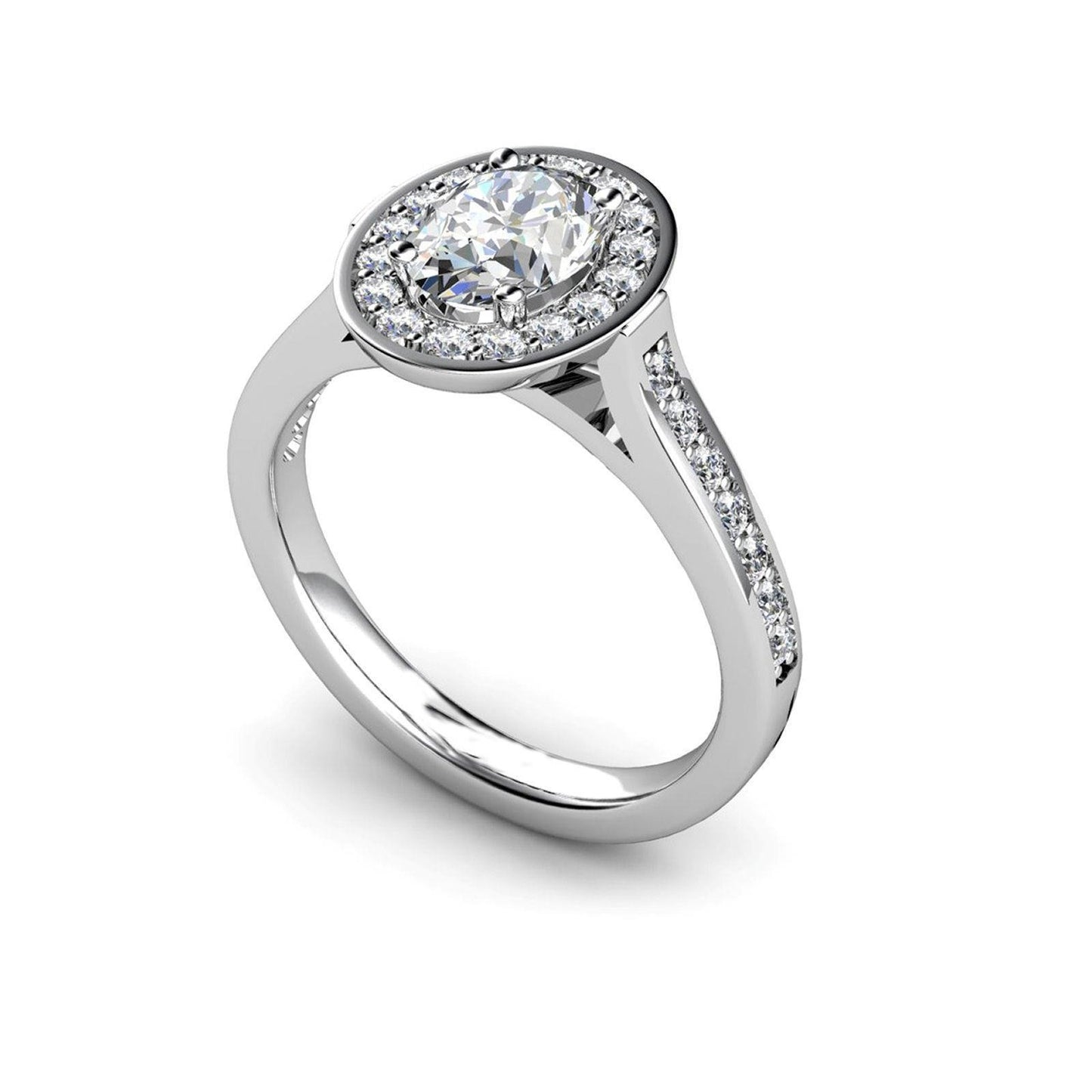 White Gold 14K Solitaire With Accent 1.75 Carats Diamonds Halo Ring Halo Ring
