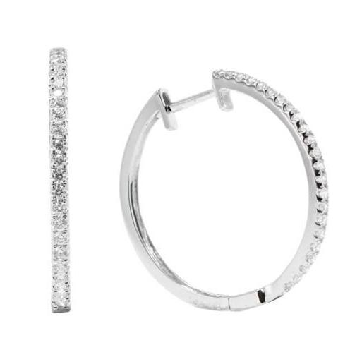 White Gold Sparkling Diamonds Lady Hoop Earrings New