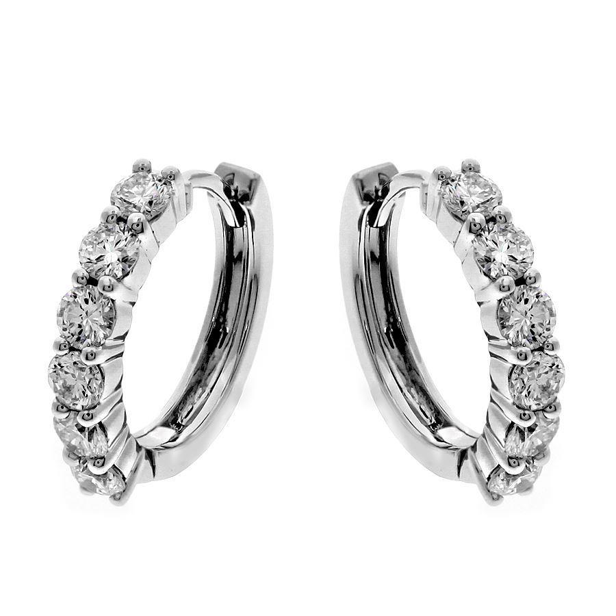 White Gold 14K Sparkling 3.00 Carats Diamonds Ladies Hoop Earrings Hoop Earrings
