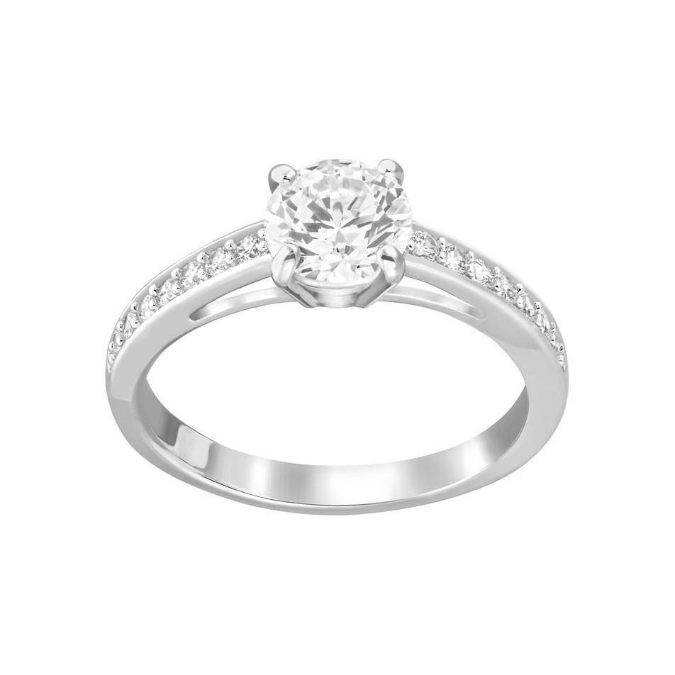 High Quality Twisted Sparkling Solitaire Ring with Accents White Gold Diamond