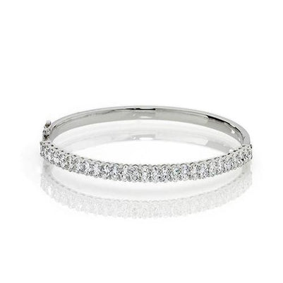 White Gold 14K Sparkling Oval Cut 6.75 Carats Diamonds Women Bangle Bangle