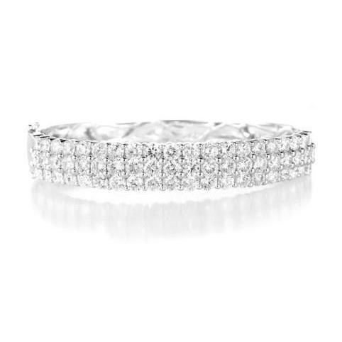White Gold 14K Sparkling Round Cut 6.00 Carats Diamonds Lady Bangle Bangle