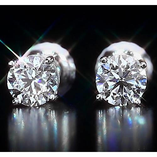 natural round diamond 2ct earring front view