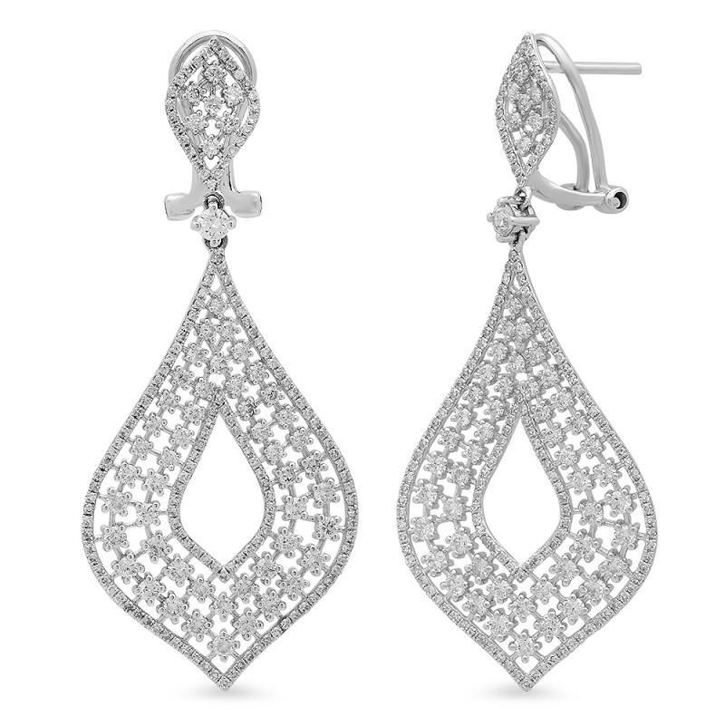 White Gold 14K Women Chandelier Earring Round Diamonds 5 Carats Chandelier Earring