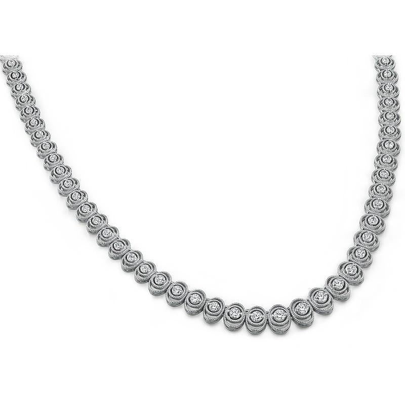 White Gold 14K Women Tennis Necklace Diamonds 4 Carats Necklace