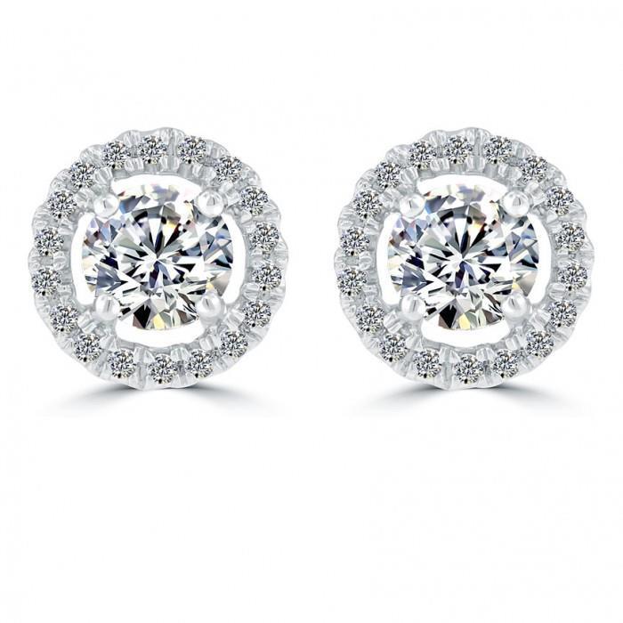 White Gold 3.10 Ct.Round Halo Diamond Earring Sparkling Gold Jewelry Earrings