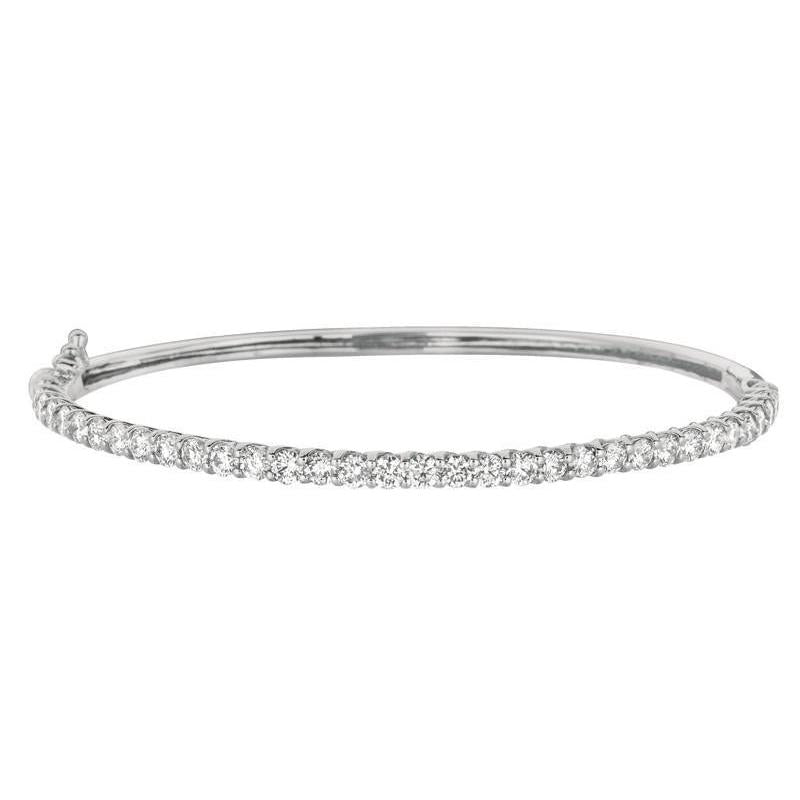 White Gold 4.01 Carat Round Brilliant Diamond Bangle Jewelry Bangle